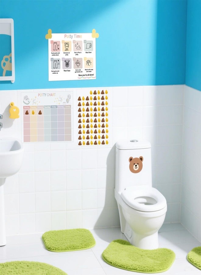 Boqon 17 Pcs Sticker Chart for Kids Potty Training, Daily Record Potty Training Sticker Chart for Girls with Poop and Pee Stickers Toilet Train Reward Charts for Toddlers Boy Girl (Chart17) - Image 3